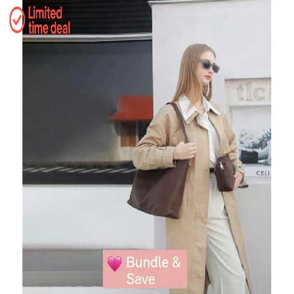 Soft Vegan Leather Hobo Bag, Slouchy Tote for Work Travel Everyday - Picture 5 of 8